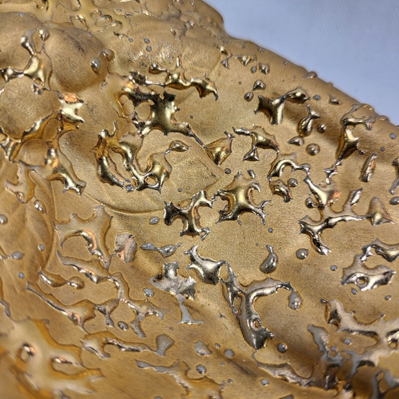 Holley Ross Weeping Bright Gold Trinket DISH 22K Open Hands Ceramic Vintage - Picture 8 of 12